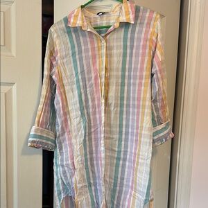 Pink and Yellow Swim Coverup with Relaxed Fit